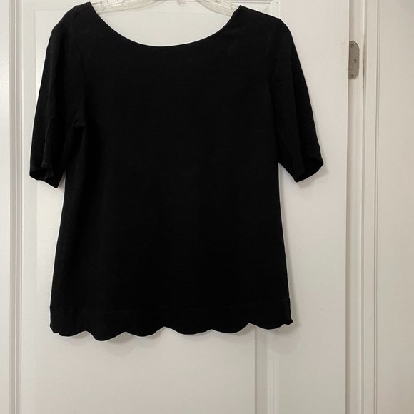 Promod (France) Crepe Short Sleeves Fitted Top with elegant details - Picture 1 of 6